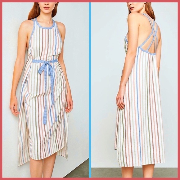 BCBGMaxAzria Blue Multi Striped Sleeveless Dress - Picture 2 of 12